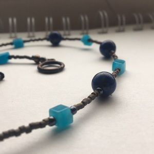 Blue handmade beaded necklace